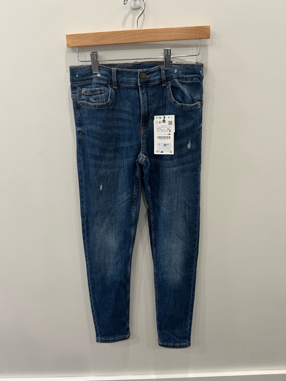 Zara Kids Elastic Denim Jeans Size 13/14 (164cm) NWT Skinny Blue Wash Stretch
